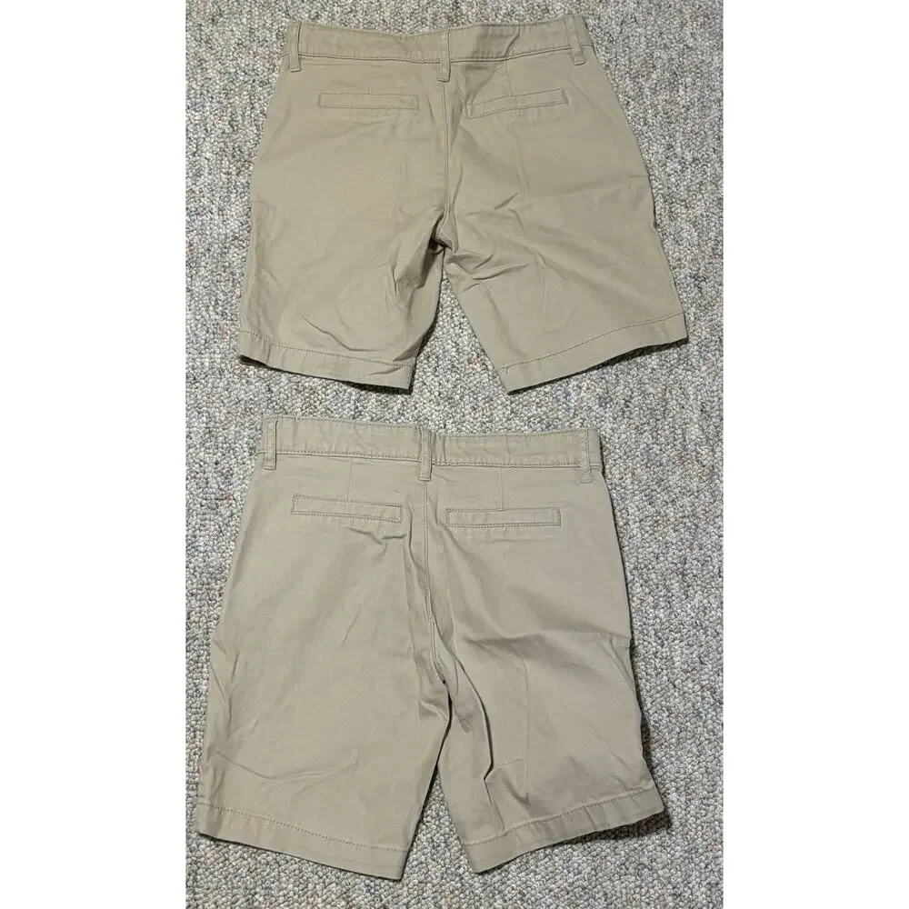 Lot Of 2 Old Navy Girls Uniform Dress Bermuda Shorts Khaki Adjustable Size 10